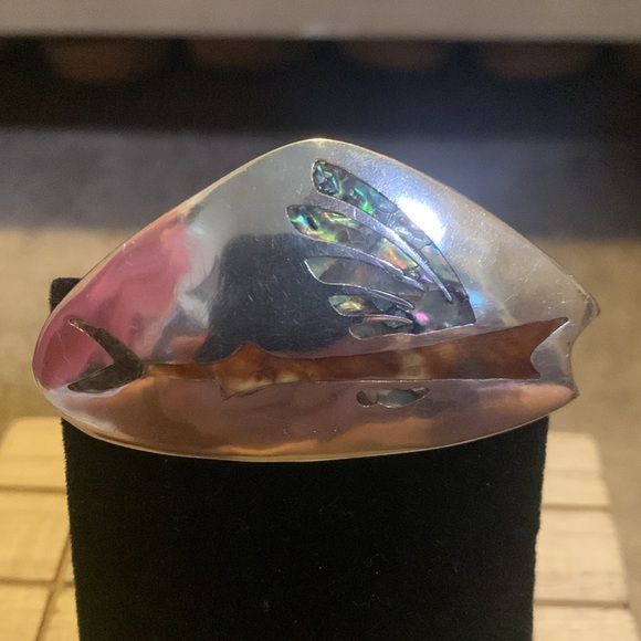 Vintage Sterling Silver Inlaid Pendant / Brooch - Picture 4 of 4